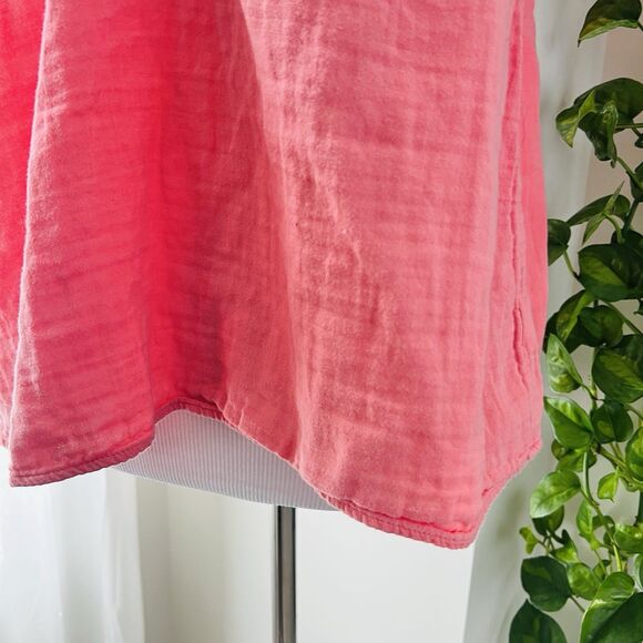 Old Navy Coral Pink Ruffly 100% Cotton Soft Billowy Cottagecore Blouse - Large - Picture 3 of 8
